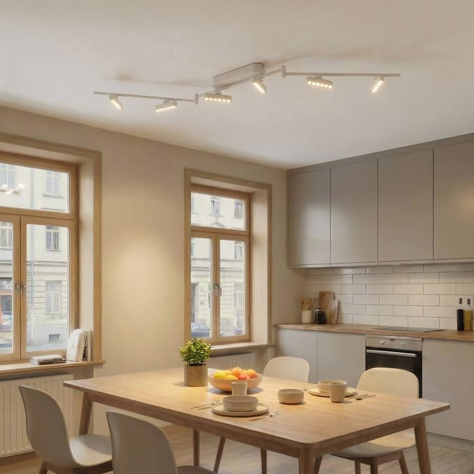 Lindby LED spot Eldrin, wit, 6-lamps, lichtpunten