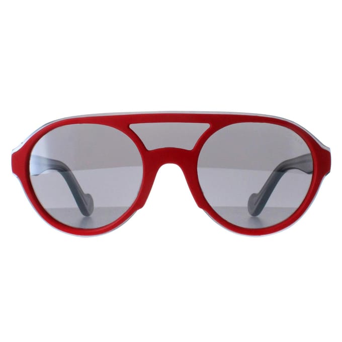 Moncler Ronde Unisex Glanzend Rood en Grijs Transparant Grijze Spiegel ML0052