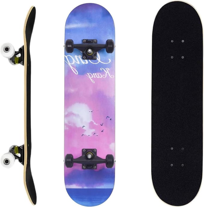 Compleet Skateboard - Double Kick Board - Beginners Leren - 7-laags Esdoorn Deck - 70 x 20 cm - Roze