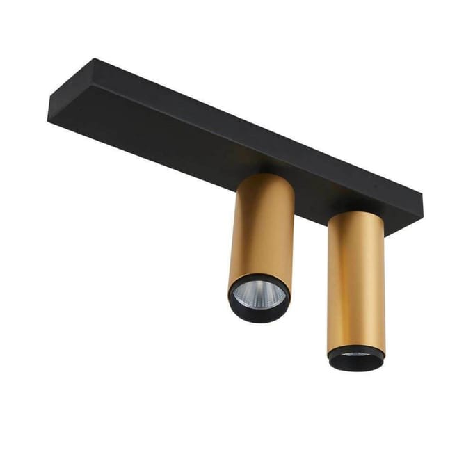 LOOM DESIGN LED plafondspot X-Beam, 2-lamps, zwart/goud