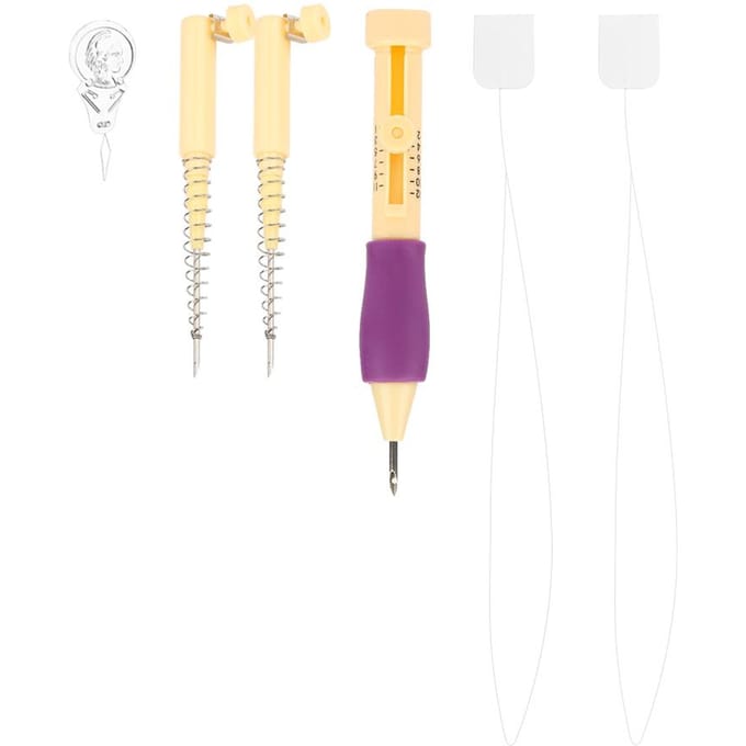 Borduurviltnaald Punch Pen met 2 Veer-naalden Set Gereedschap voor DIY Knutselen white