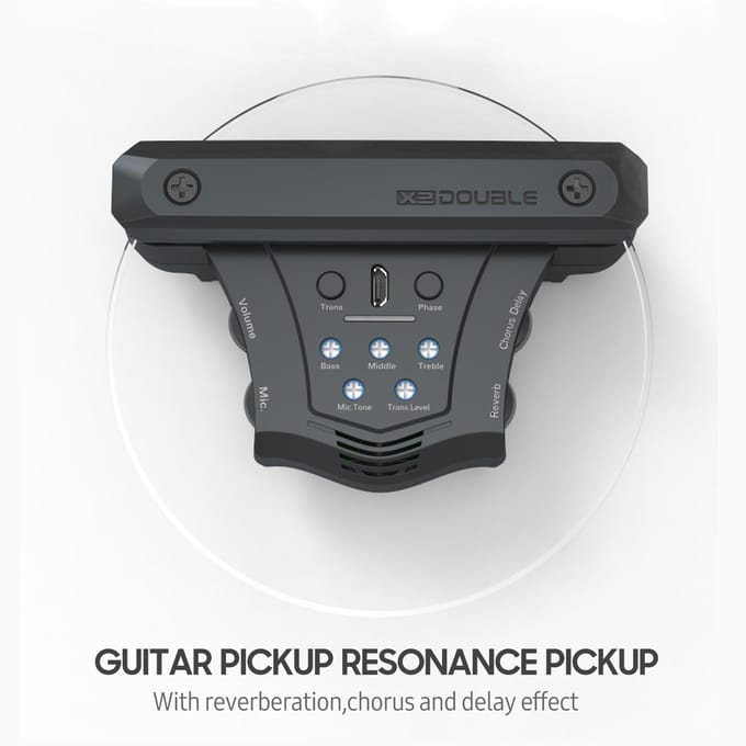 Dubbele G0 Gitaar Pickup Resonantie Pickup Elektrische Basgitaar Voorversterker Spoel Klankgat Pickup zwart