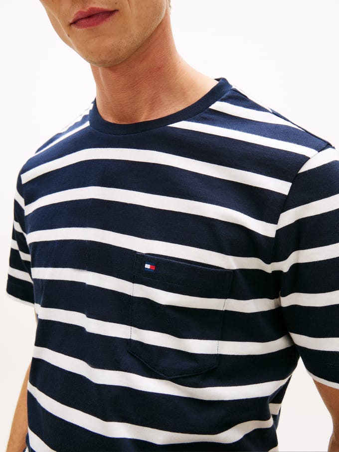 Tommy Hilfiger Essential Regular Fit Stripe T-shirt Desert Sky/ecru Stripe Taglia: M | Magliette basic Outlet | Uomo