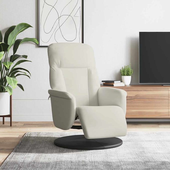 vidaXL - Fauteuil - met - voetensteun - verstelbaar - fluweel - crèmekleurig