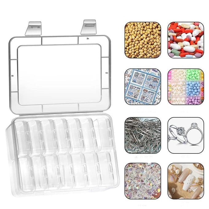 Mini transparant plastic doosje voor kralen, sieraden en accessoires, vierkant opbergdoosje wit