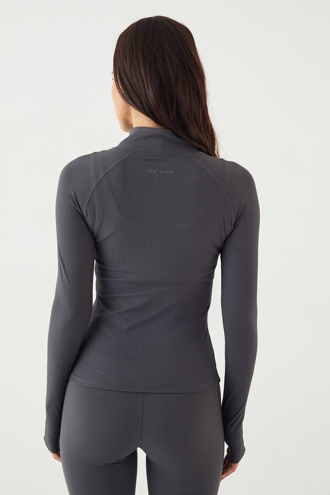Dames DSGN Studio Ultra Sculpt Ribnaad Detail Sportjasje | Leisteengrijs | Maat: Medium