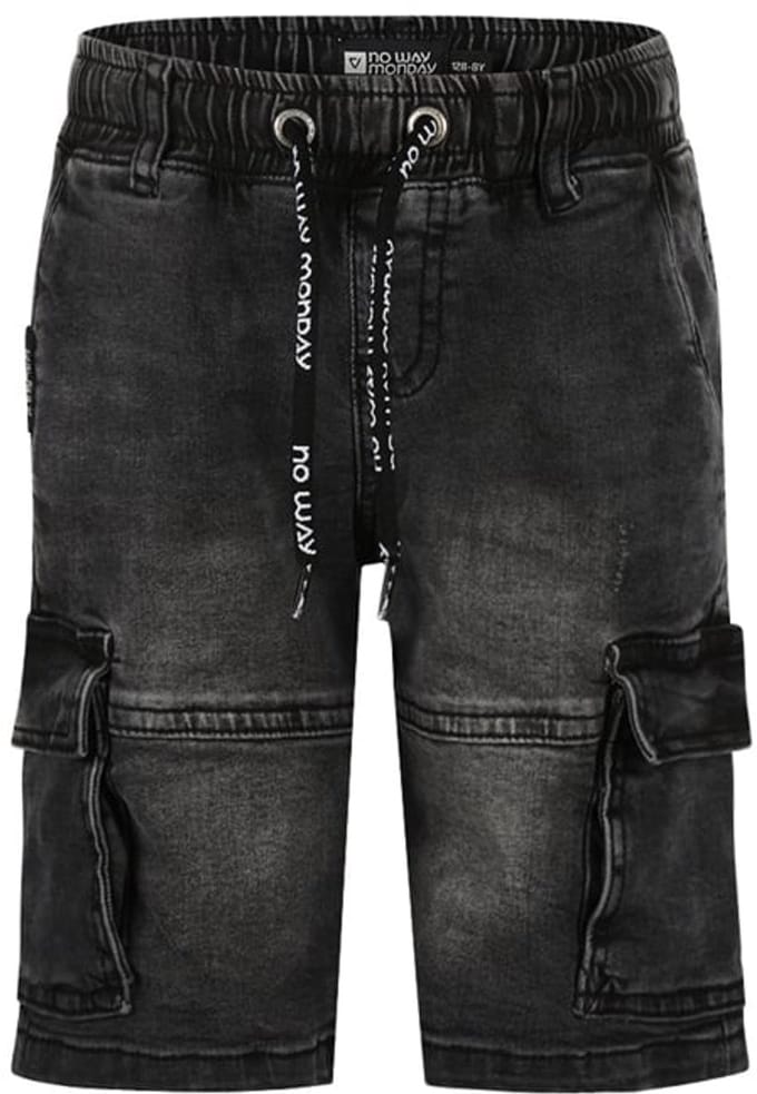 No Way Monday-Jongens Jeans korte broek-Zwarte jeans