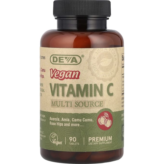Deva, vitamine C végane, multi-sources, 90 comprimés