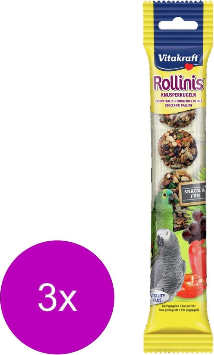 Vitakraft Rollinis Papegaai - Vogelsnack - 3 x 48 g