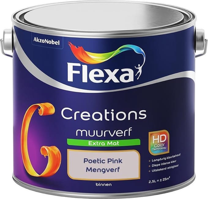 Flexa - Creations Muurverf Extra Mat - Poetic Pink - Mengverf - 2,5 L