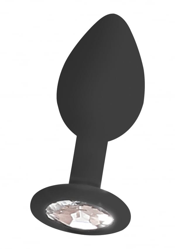 Siliconen Butt Plug met Steentje - Zwart