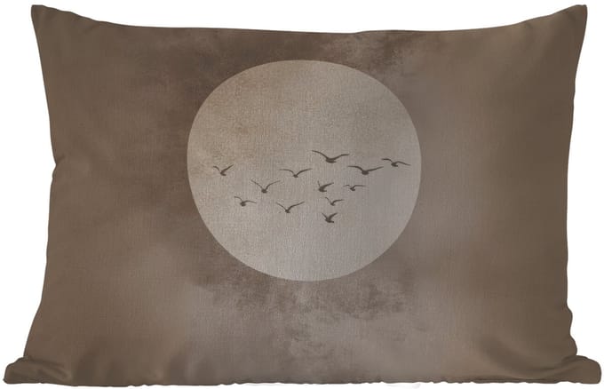 Buitenkussens - Tuin - Vogel - Beige - Japandi - 50x30 cm