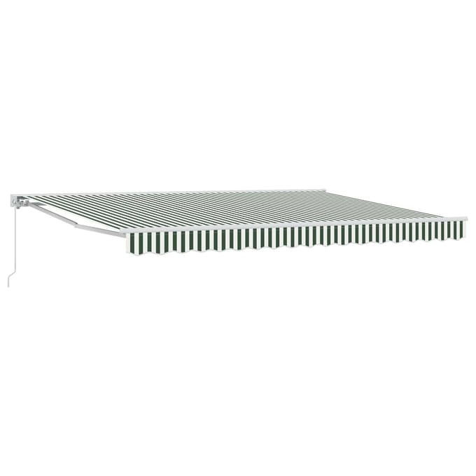 vidaXL - Handmatig - uitschuifbare - luifel - Groen - en - Wit - 4 - × - 3 - m