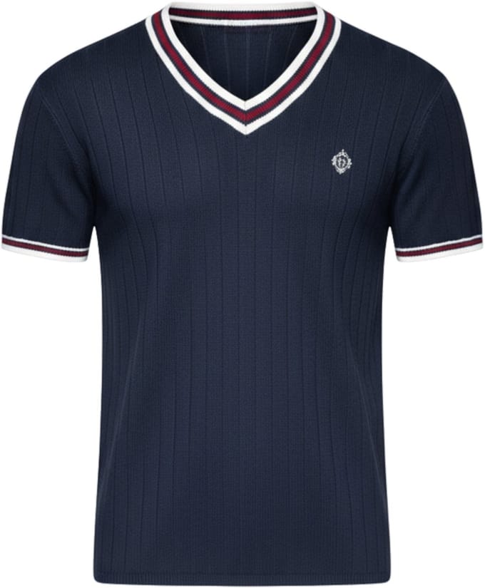 OMBRE T-shirt - Regular Fit - Viscose - Korte Mouw Marine M