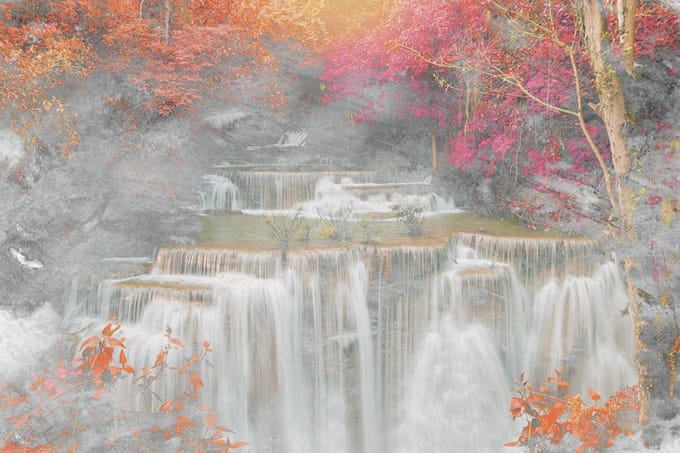 Fotobehang - Waterfall Abstract II 375x250cm - Vliesbehang