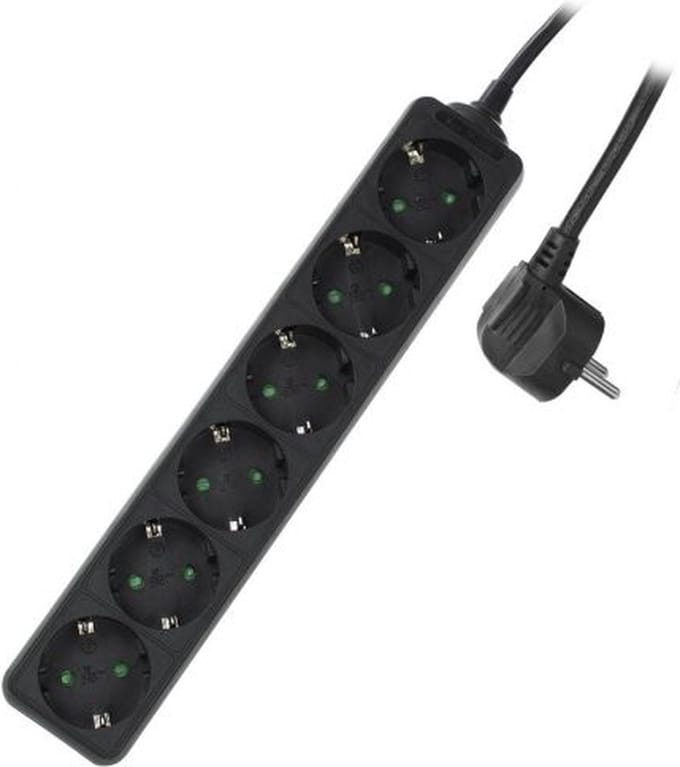 ACT Stekkerdoos zwart – 6-voudig – 3 meter kabel – AC2460