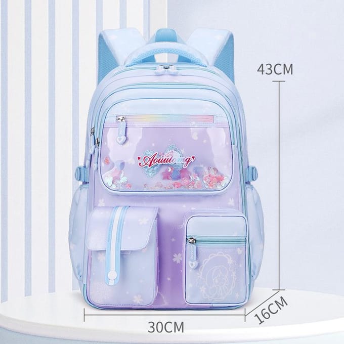 Réfrigérateur, Cartable d'école primaire, Sac à dos dégradé pour filles bleu