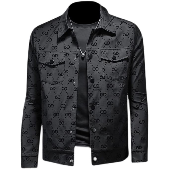 Veste de printemps pour homme grande taille à revers coupe slim L black