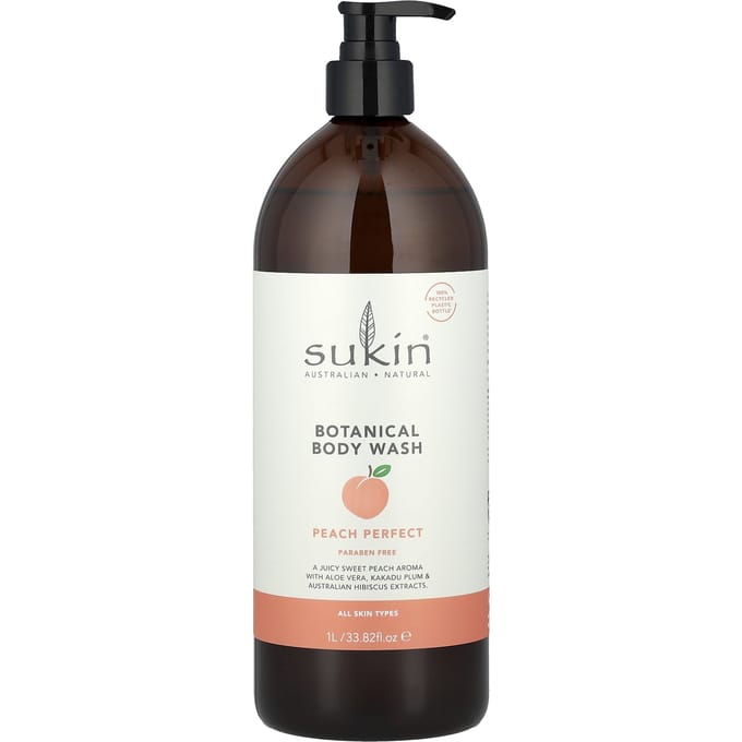 Plantaardige Body Wash, Alle Huidtypes, Peach Perfect, 1L (33.82 fl oz) white
