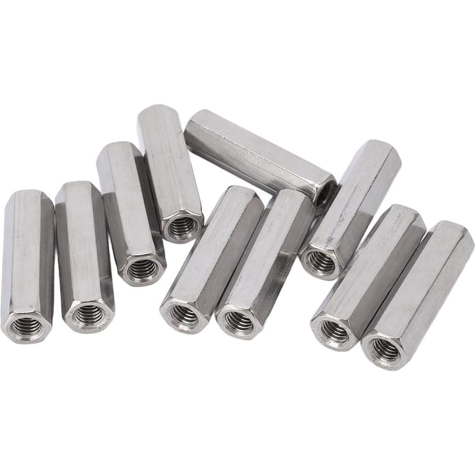 10 stuks Zeskant Koppelmoer Set Connector 304 Roestvrij Staal Industriële Bevestiger M8x1.25 13 L50mm