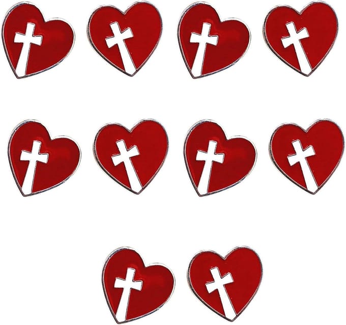 Hart Emaille Pins - Broche Set - Kleding Versieren - Gekruist Patroon - 10 Stuks - Multicolor
