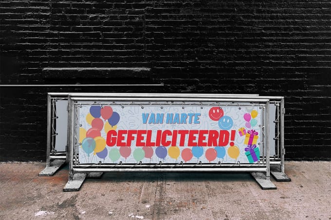 Van Harte Gefeliciteerd Spandoek- Verjaardag Banner - 300x100 cm