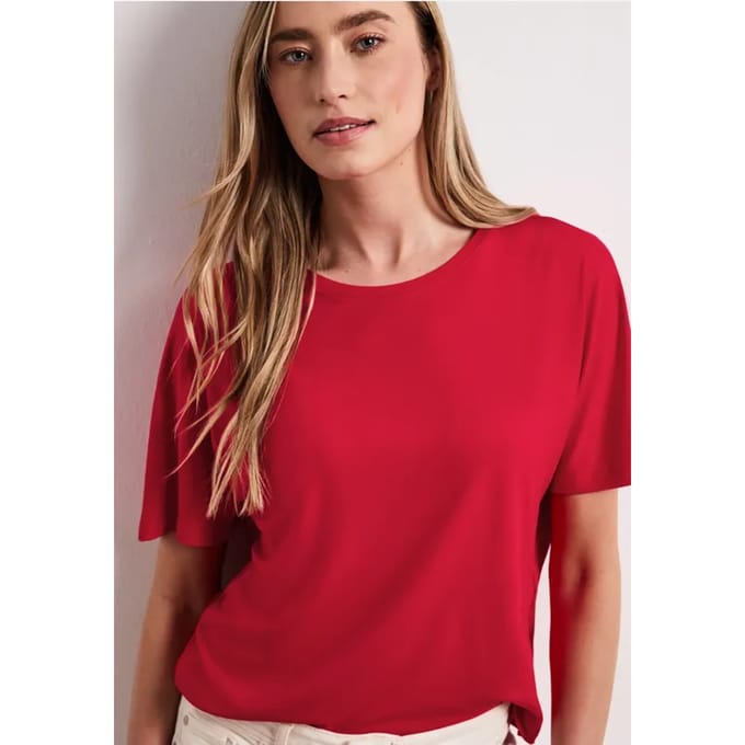 Shirt met ronde hals in effen kleur