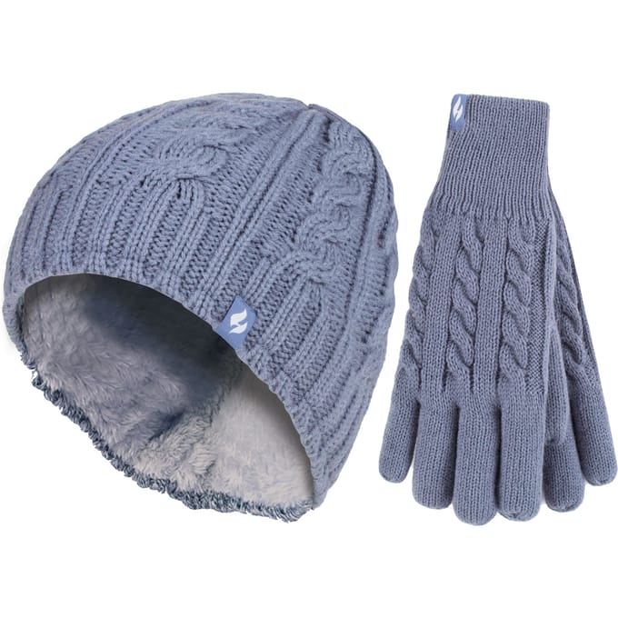 Dames Fleece Gevoerde Thermo Muts & Handschoenen Set voor de Winter
