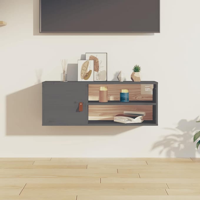 vidaXL - Wandkast - 80x30x30 - cm - massief - grenenhout - grijs