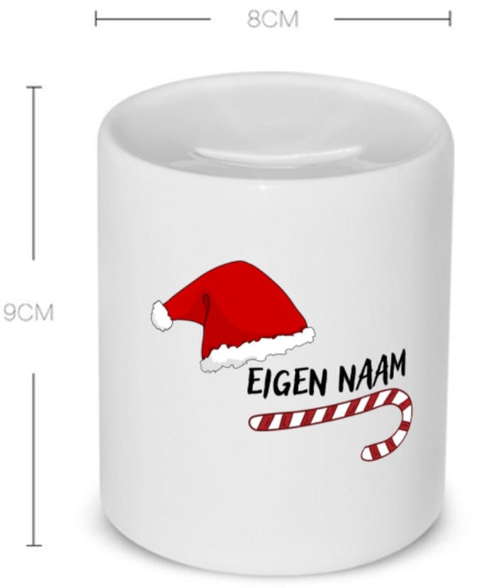 Akyol - kerst zuurstok en kerstmuts met eigen naam Spaarpot - Kerstmis - kerst beker - winter - kerst - christmas - kerst cadeau - 350 ML inhoud