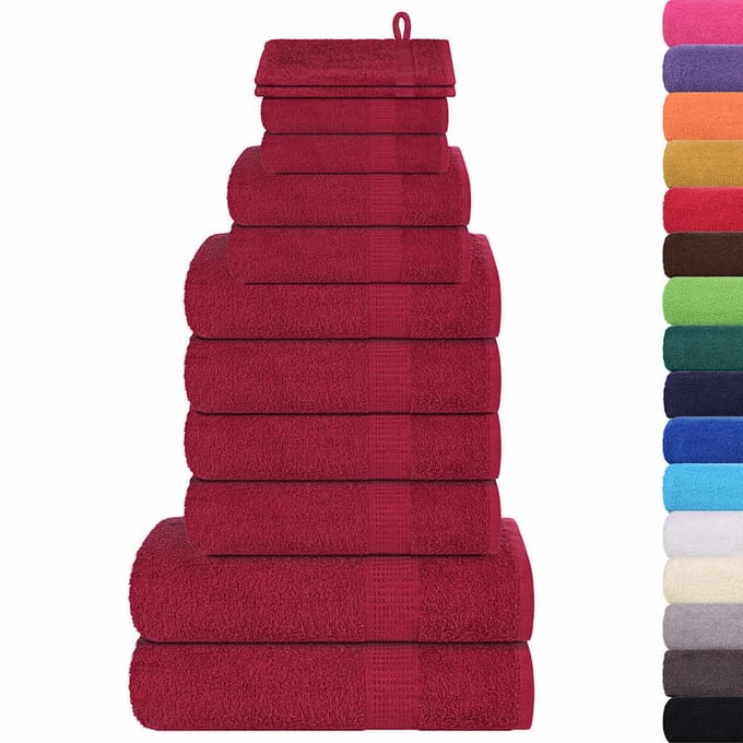 vidaXL - 12-delige - Handdoekenset - FROGN - 360 - g/m² - bordeaux