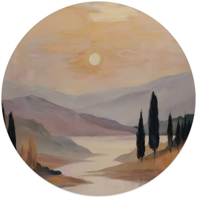 Glasschilderij Landschap I - Ø 50 - Glas - REINDERS