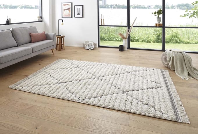 Berber vloerkleed - 3D Fulani crème/grijs 160x230