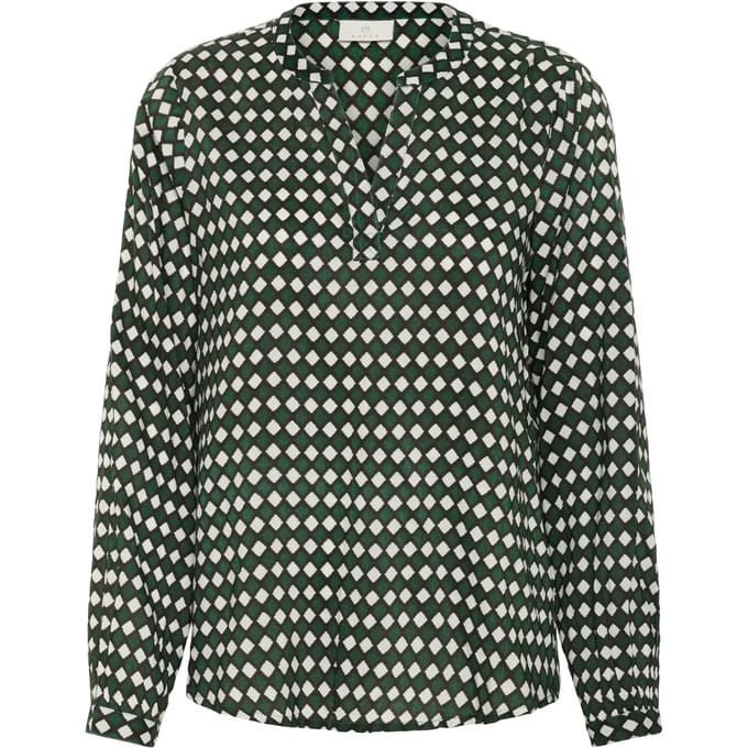 Blouse met lange mouwen Regular fit Dark Green -Diamond Print green