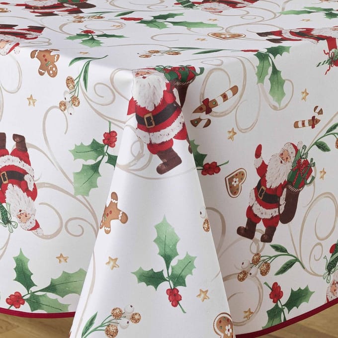 Kersttafelkleed NOEL met print, wit