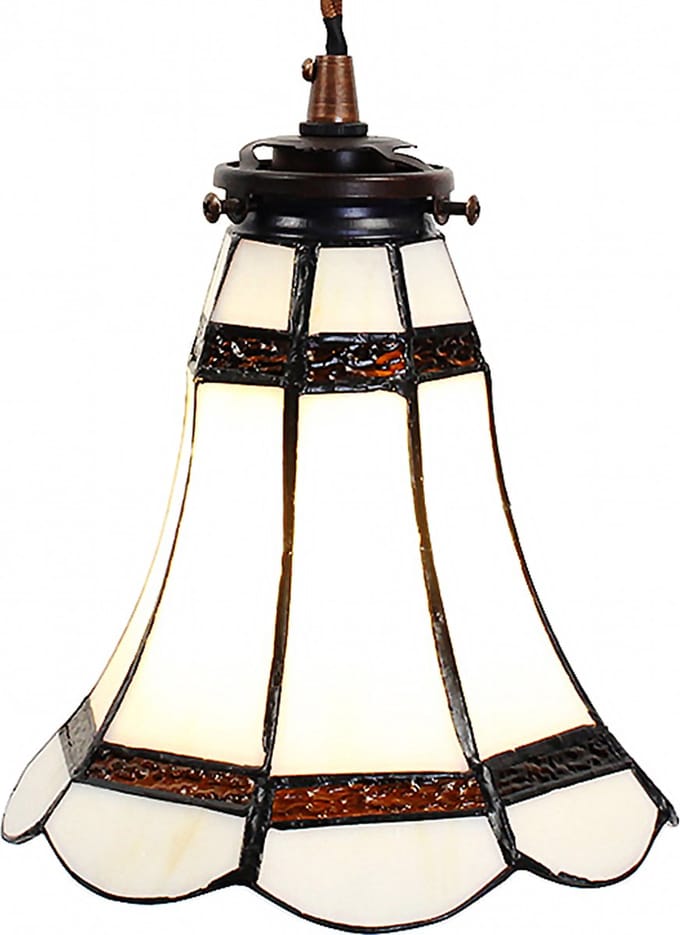 Lumilamp Hanglamp Tiffany Ø 15x115 cm Wit Bruin Glas