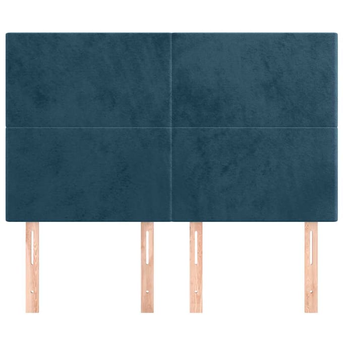 vidaXL - Hoofdbord - donkerblauw - 144x5x118/128 - cm - fluweel