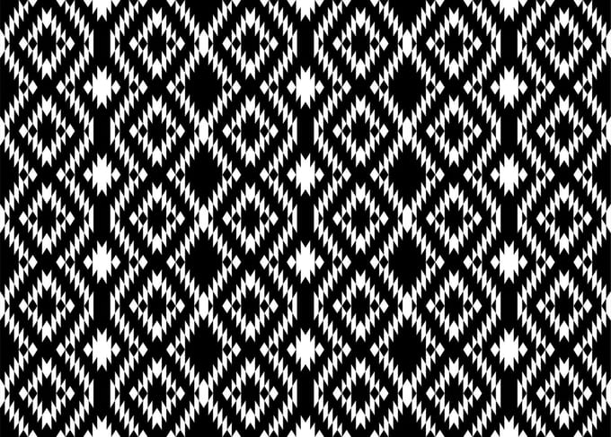 Vinyl | Vloerkleed vinyl | Azteco, Navajo Zwart wit | 95x145 cm