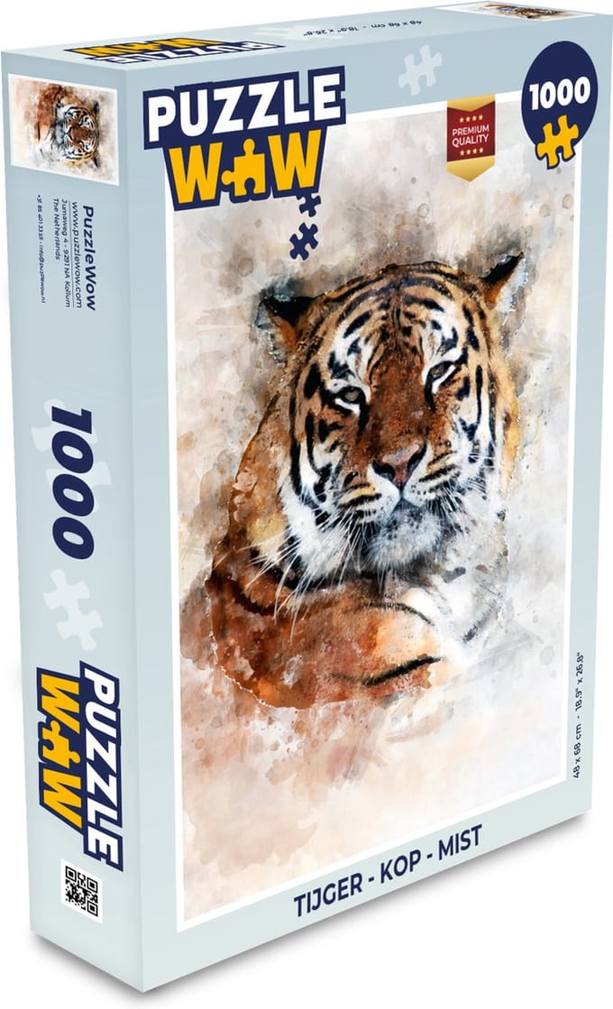 Puzzel Tijger - Kop - Mist - Legpuzzel - Puzzel 1000 stukjes volwassenen