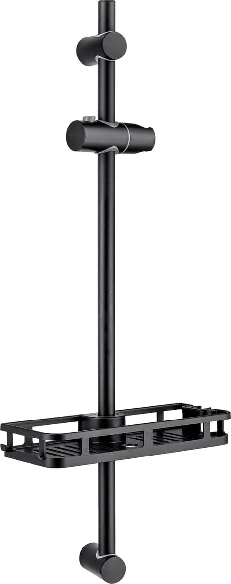 DERW Max Glijstang - 70 cm- Verstelbare Hoogte - Met Zeepschaal - RVS - Wandmontage - Zwart
