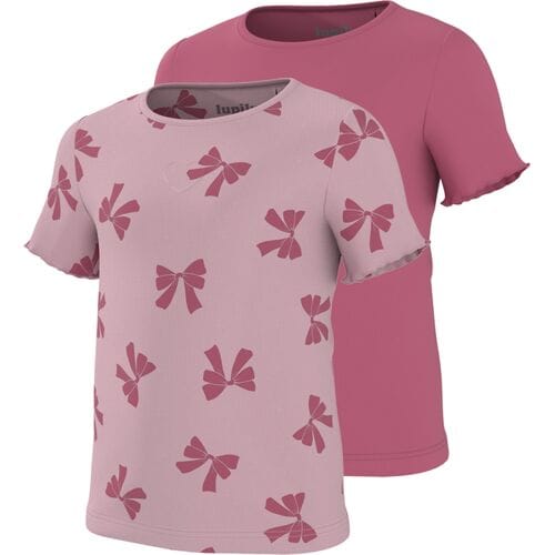 LUPILU Set van 2 kinder T-shirts (Strik/roze, 122/128)