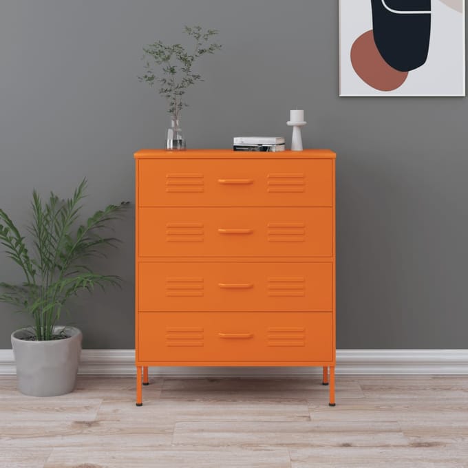 vidaXL - Ladekast - 80x35x101,5 - cm - staal - oranje