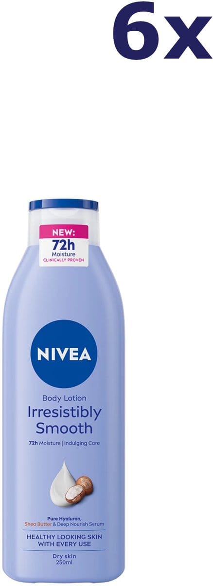6x Nivea Body Lotion 250ml Irresistibly Smooth