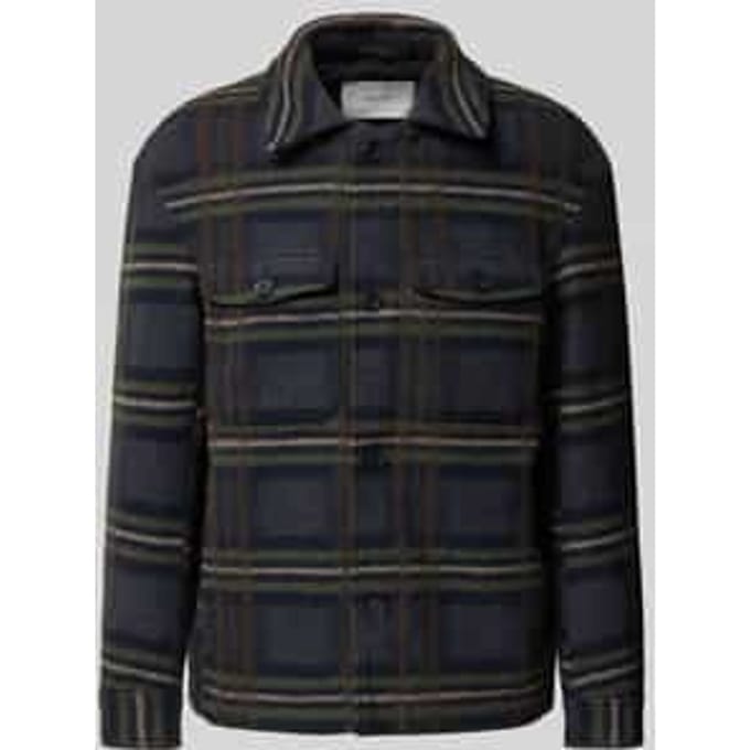 Regular fit wollen jack met platte kraag, model 'MITCH'
