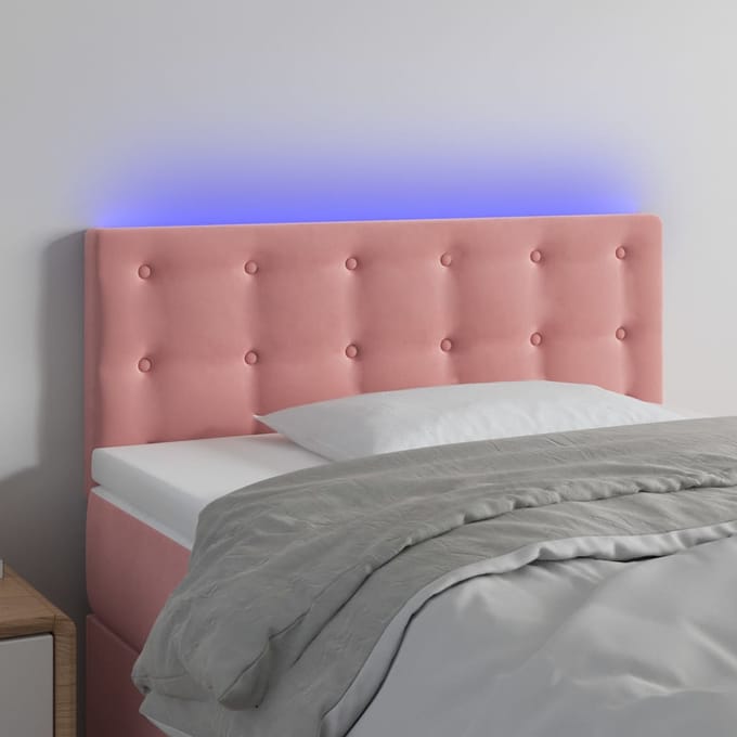 vidaXL - Hoofdbord - LED - 80x5x78/88 - cm - fluweel - roze