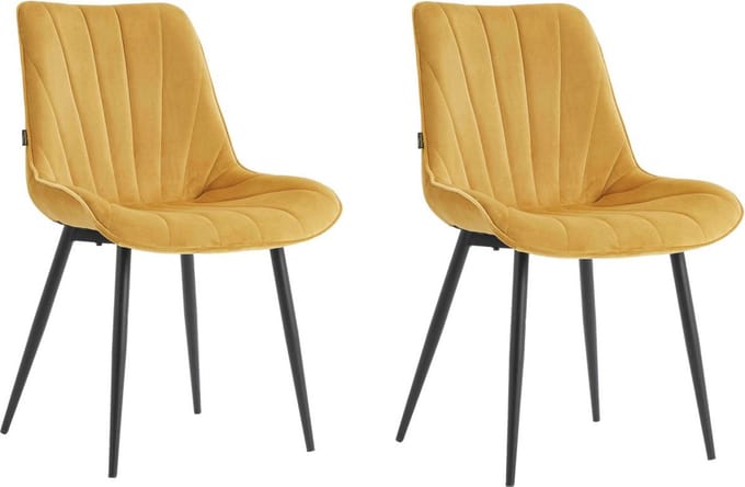 Colenis® - Lesedi Eetkamerstoel - Set Van 2 - Okergeel - Velvet