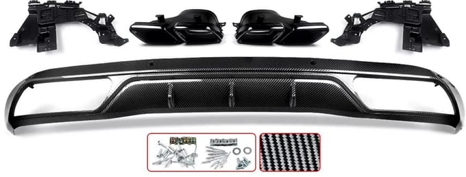 Diffuser Zyrex - Achterbumper Diffuser met Uitlaat Tips - Voor Mercedes W205 C200/C300 Sedan (2015-2018) - Auto Accessoires