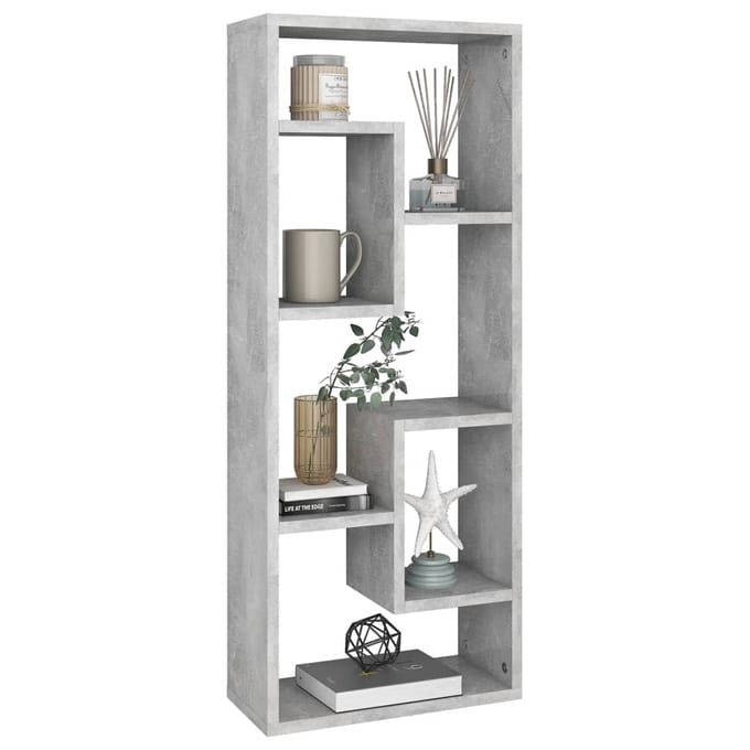 vidaXL - Wandschap - 36x16x90 - cm - bewerkt - hout - betongrijs