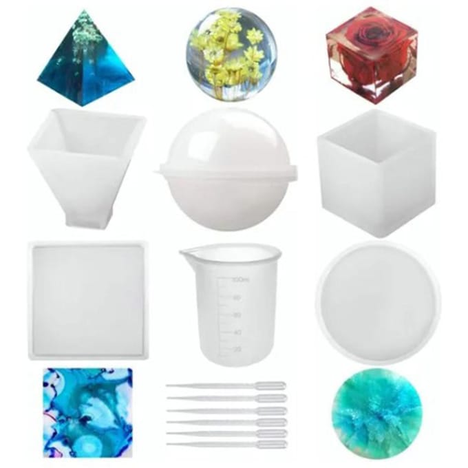 Siliconen Mal Flexibel Fijn Afgewerkt DIY Siliconen Mal met Maatbeker Rietjes white