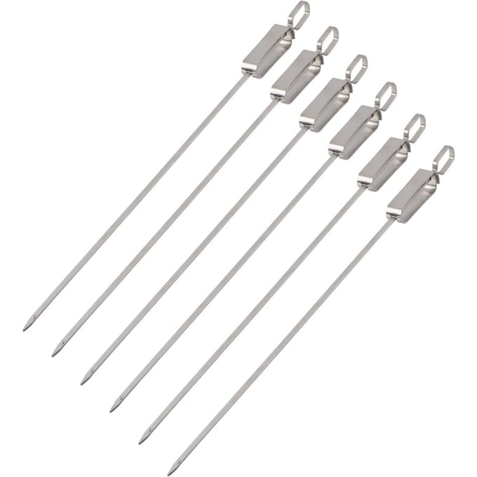 6 STuks Lange BBQ Barbecue Schuifbare Grill Kook RVS Kebab Platte Spiesjes gray
